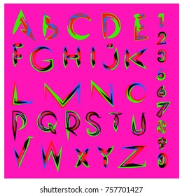 Vector of abstract colorful font and alphabet