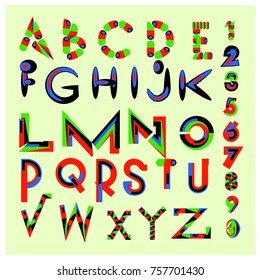 Vector of abstract colorful font and alphabet
