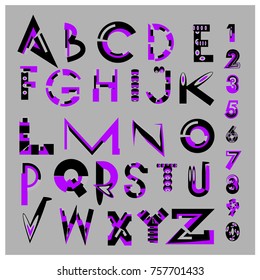 Vector of abstract colorful font and alphabet