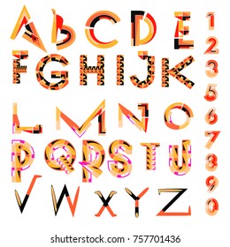 Vector of abstract colorful font and alphabet