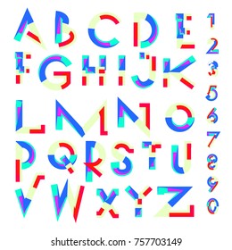 Vector of abstract colorful font and alphabet