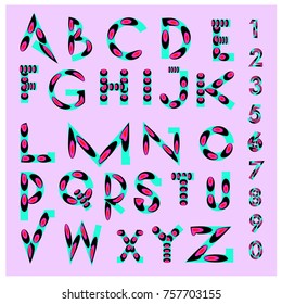 Vector of abstract colorful font and alphabet