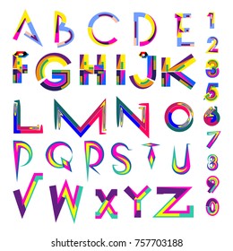 Vector of abstract colorful font and alphabet
