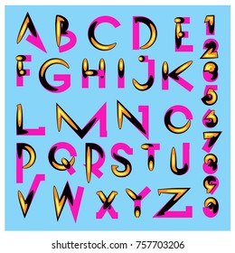 Vector of abstract colorful font and alphabet