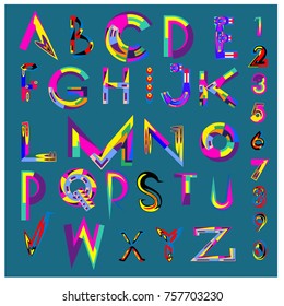 Vector of abstract colorful font and alphabet