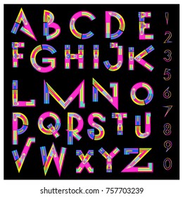 80s Retro Alphabet Font Vector Typography Stock Vector (royalty Free 