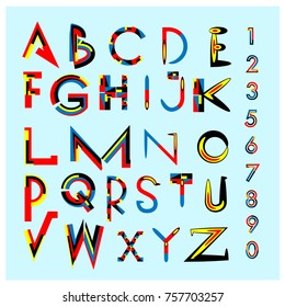 Vector of abstract colorful font and alphabet