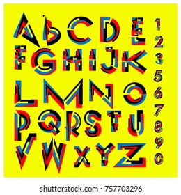 Vector of abstract colorful font and alphabet