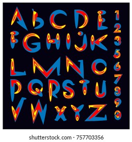 Vector of abstract colorful font and alphabet