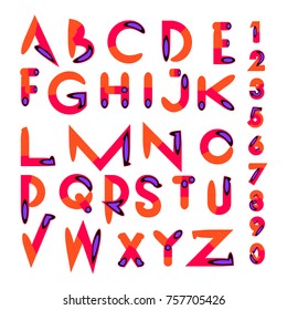 Vector of abstract colorful font and alphabet