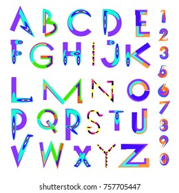 Vector of abstract colorful font and alphabet