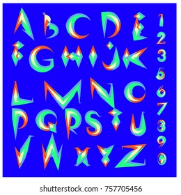 Vector of abstract colorful font and alphabet