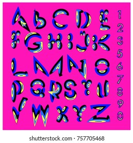 Vector of abstract colorful font and alphabet