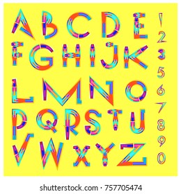 Vector of abstract colorful font and alphabet