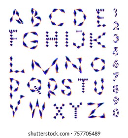 Vector of abstract colorful font and alphabet