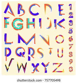 Vector of abstract colorful font and alphabet