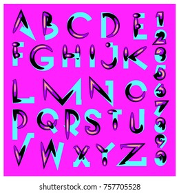 Vector of abstract colorful font and alphabet