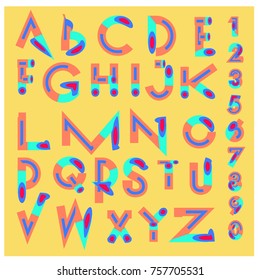 Vector of abstract colorful font and alphabet