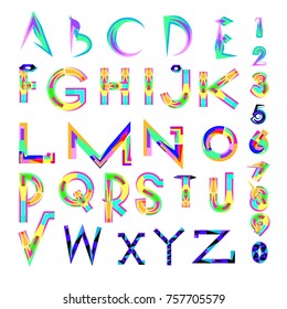 Vector of abstract colorful font and alphabet
