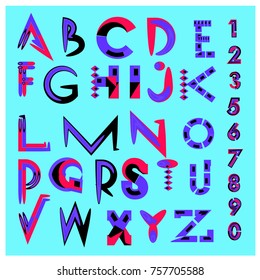 Vector of abstract colorful font and alphabet