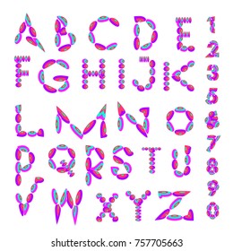 Vector of abstract colorful font and alphabet