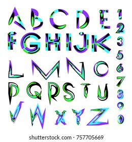 Vector of abstract colorful font and alphabet