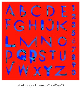 Vector of abstract colorful font and alphabet