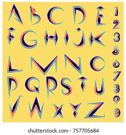 Vector of abstract colorful font and alphabet