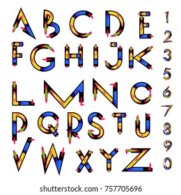 Vector of abstract colorful font and alphabet