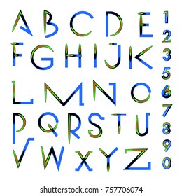 Vector of abstract colorful font and alphabet