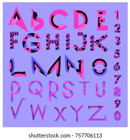 Vector of abstract colorful font and alphabet