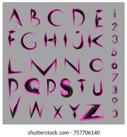 Vector of abstract colorful font and alphabet