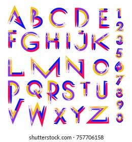 Vector of abstract colorful font and alphabet
