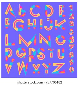 Vector of abstract colorful font and alphabet