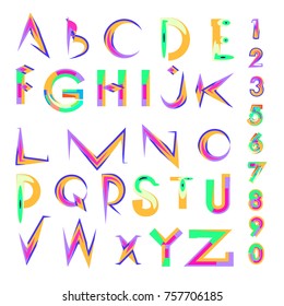 Vector of abstract colorful font and alphabet