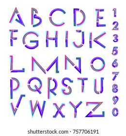 Vector of abstract colorful font and alphabet