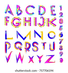 Vector of abstract colorful font and alphabet