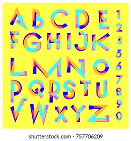 Vector of abstract colorful font and alphabet