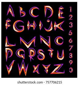 Vector of abstract colorful font and alphabet