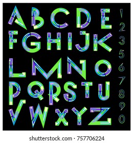 Vector of abstract colorful font and alphabet