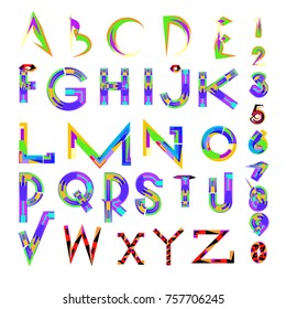 Vector of abstract colorful font and alphabet