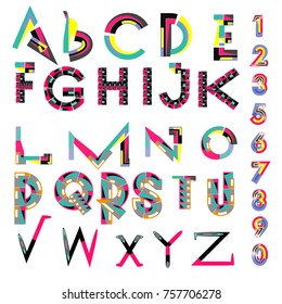 Vector of abstract colorful font and alphabet