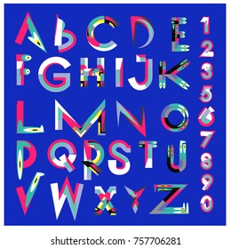 Vector of abstract colorful font and alphabet