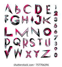 Vector of abstract colorful font and alphabet