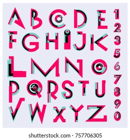 Vector of abstract colorful font and alphabet