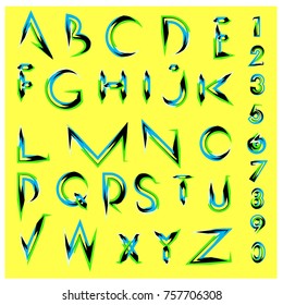 Vector of abstract colorful font and alphabet