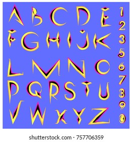Vector of abstract colorful font and alphabet