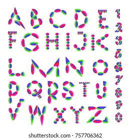 Vector of abstract colorful font and alphabet