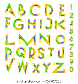 Vector of abstract colorful font and alphabet