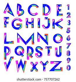 Vector of abstract colorful font and alphabet